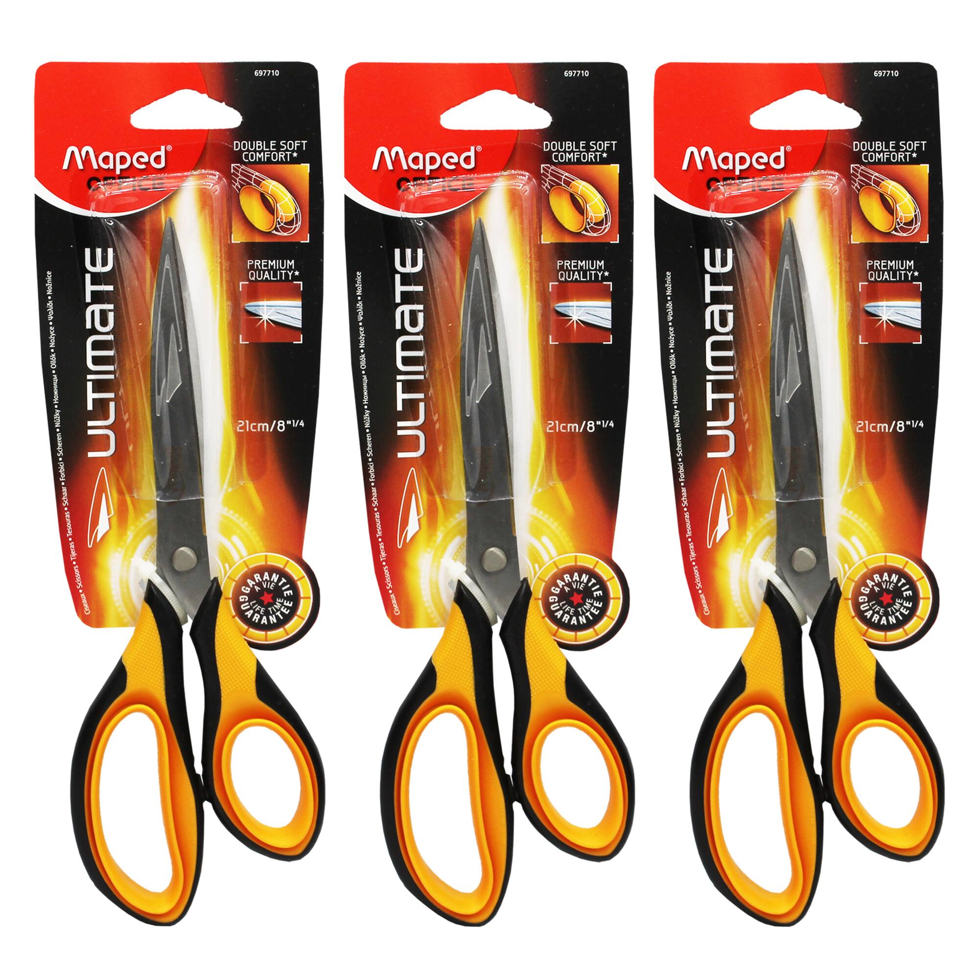Maped® 8.25" Ultimate Scissors with Double Soft Rings, 3ct.